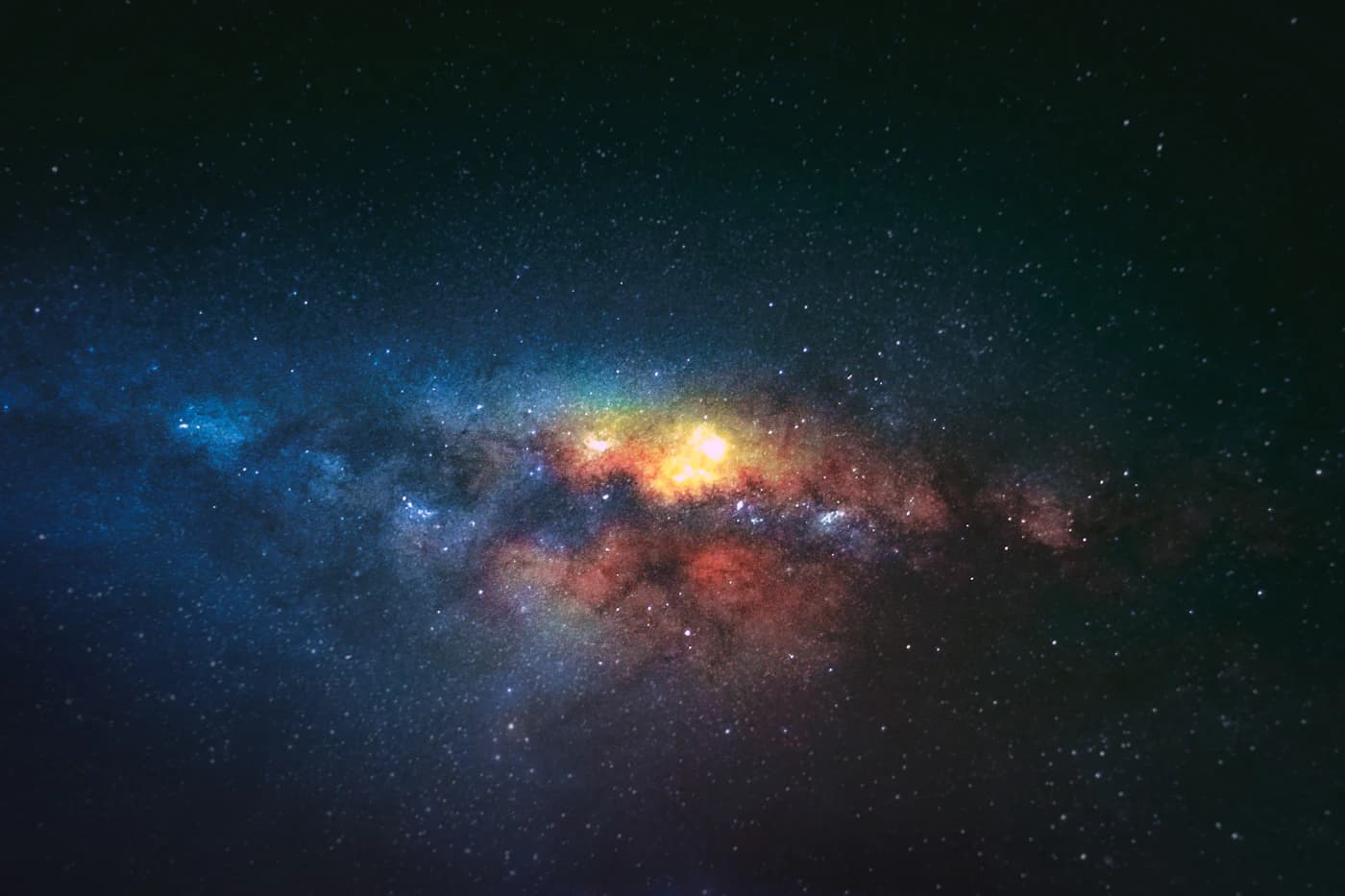 Imagem editorial de estrelas e nebulosas no espaço profundo.