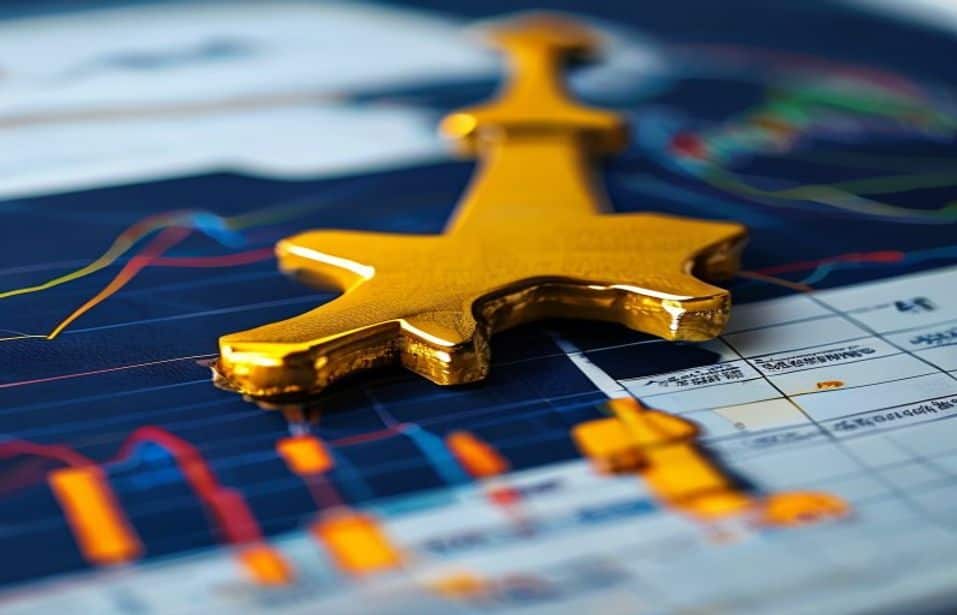 Notas de euro, gráfico económico e barril simbólico em imagem editorial sobre inflação